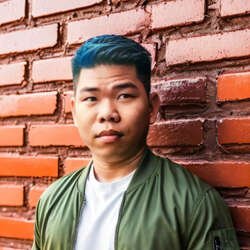 Jeremy Luong smiling in a green bomber jacket